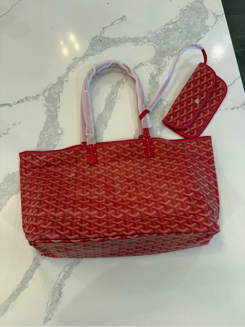 Canal street inspired red tote with matching pouch